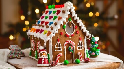 Christmas Gingerbread House: Celebrating Holiday Cheer with Handcrafted Designs, Colorful Icing Decor, and Festive Candy Accents &ndash; Perfect Visual Inspiration for Christmas Baking, Home Decor, Holiday 
