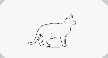 Vector Minimalist Line Art SVG Illustration of a Cat in Modern Flat Style with Monochrome Colors for Web and Digital Design
