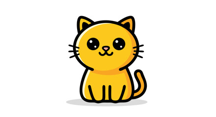 Cute Cat Vector SVG Illustration in Flat Design Style with Bright Yellow Color and Large Eyes for Digital and Web Use