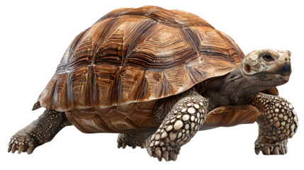 walking land turtle isolated on white