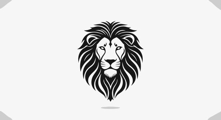Vector SVG Icon of Lion Head with Detailed Mane in Modern Black Line Art Style for Digital Branding
