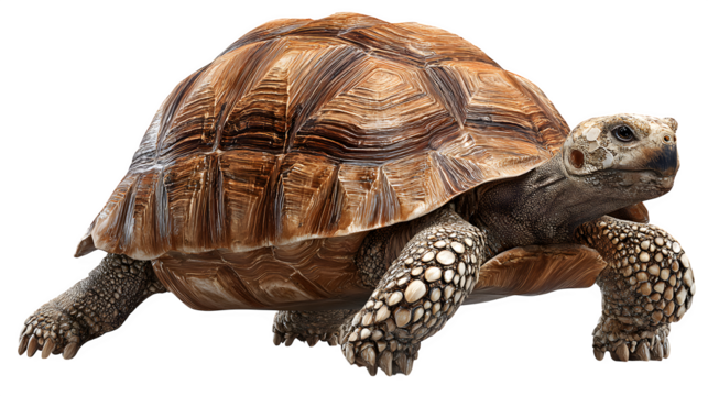 walking land turtle isolated on white