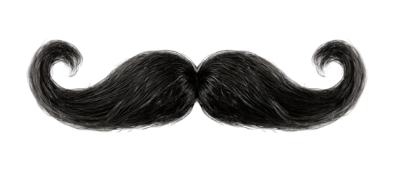 Dark, detailed illustration of a classic handlebar mustache