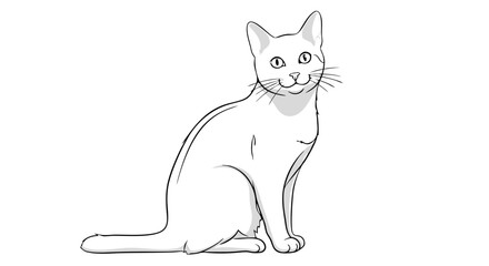 Vector Minimalist Line Art SVG Illustration of a Sitting Cat in Modern Flat Style with Monochrome Colors for Web and Digital Use
