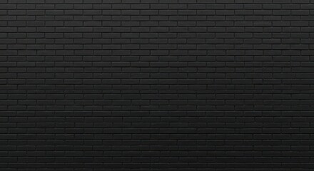 Black brick wall, smooth, evenly spaced in a uniform, repeating pattern