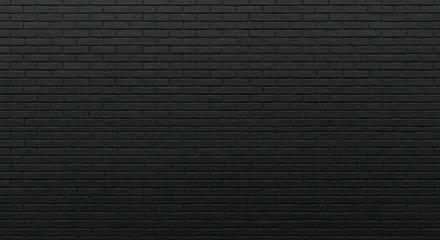 Wandcirkels Bakstenen muur Black brick wall, smooth, evenly spaced in a uniform, repeating pattern  © Bejo Studio