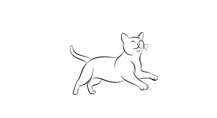 Line Art Vector SVG Illustration of Playful Cat in Minimalist Style with Black Outlines Suitable for Digital and Print Use