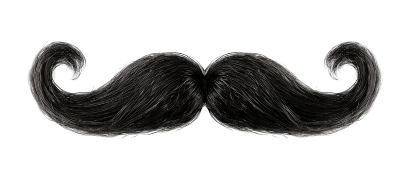 Dark, detailed illustration of a classic handlebar mustache
