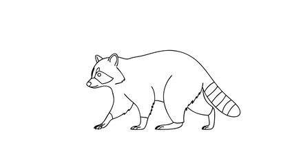 Line Art Vector SVG Illustration of Raccoon with Minimalist Style in Black and White for Digital and Print Use
