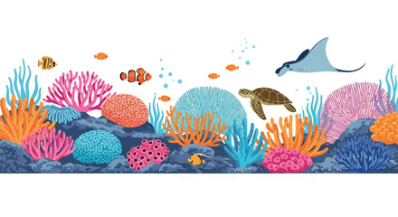 Fototapeta premium Vibrant underwater coral reef with diverse marine life.