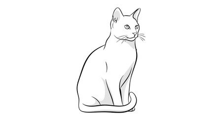 Vector Minimalist Line Art SVG Illustration of Cat with Elegant Curves in Monochrome Style for Digital Use