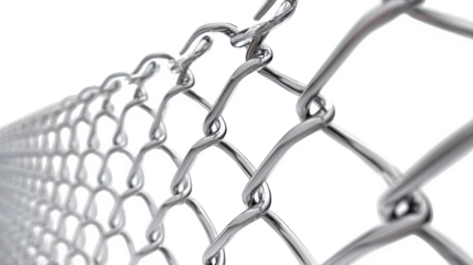 chain link fencing close-up isolated on white