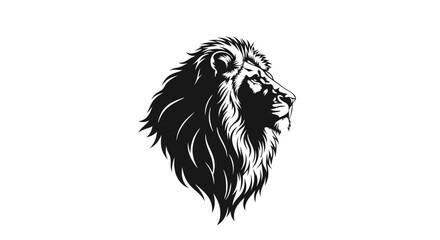 Vector SVG Illustration of a Lion Head in Modern Line Art Style with Monochrome Black and White Colors for Digital Branding and Logo Design