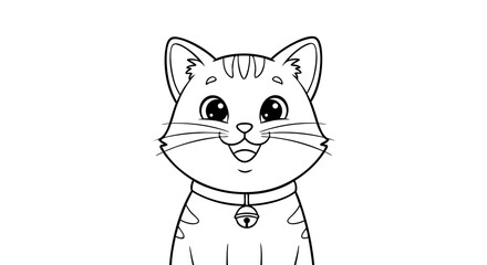 Vector Cute Cartoon SVG Icon of Cat with Big Eyes in Flat Minimalist Style Featuring Black Outline and Simple Shapes for Digital and Web Use