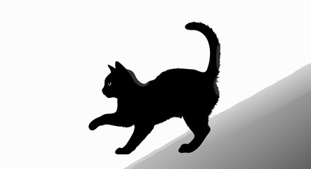 Minimalist Vector SVG Illustration of Black Cat Silhouette in Flat Style with High Contrast Colors for Web Design