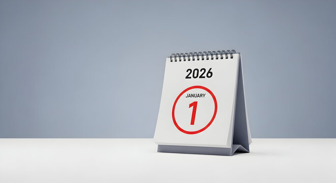 Calendar showing January 1, 2026 for a new year and fresh start