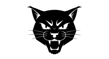 Vector Bold Black Panther SVG Icon with Fierce Expression in Geometric Modern Flat Style for Digital Design
