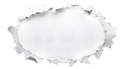 circular white ripped paper with jagged edge isolated on white