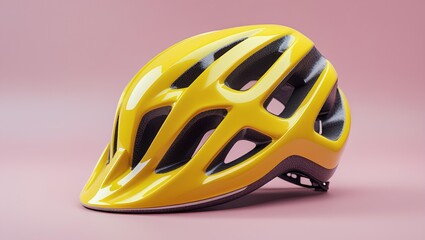 Fototapeta premium Yellow Cycling Helmet for Safety and Comfort – Modern Lightweight Bike Helmet Design