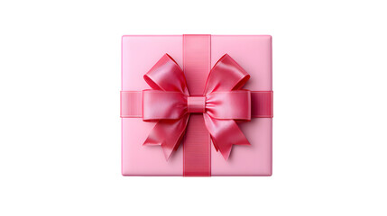 pink square gift box top view for celebration isolated on white