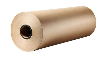 brown kraft packaging paper roll isolated on white