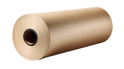 brown kraft packaging paper roll isolated on white