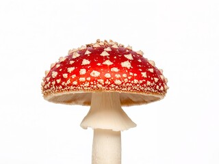 Scarlet Caprice, A Crimson Dream Fungal Form in High Key, Against the Void of White.