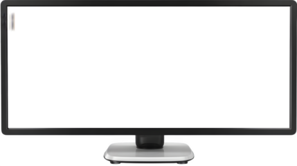 HD realistic display monitor with blank screen isolated on white png