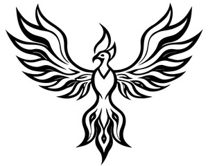 Obraz premium Abstract Phoenix Bird Fire Tattoo Stencil