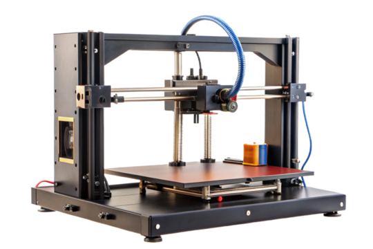 Isolated 3d printer machine technology for manufacturing and prototyping digital creation transparent background