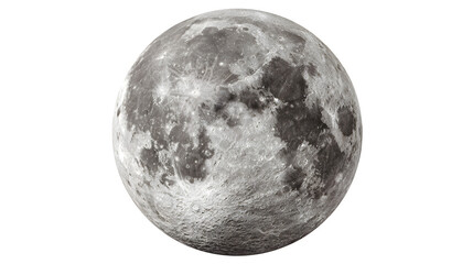 bright full moon globe in grey tones isolated on white