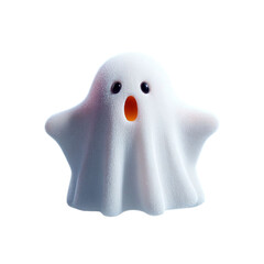 Ghostly Surprise Cute 3D Ghost floating on black background with Halloween magic.