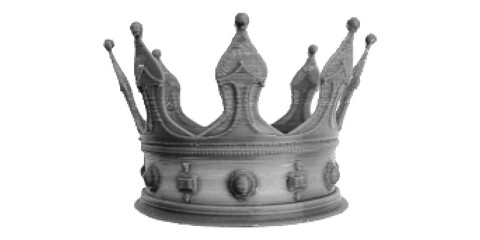 Halftone crown collage. Element with dotted texture in retro pop art style. Trendy vector graphics.