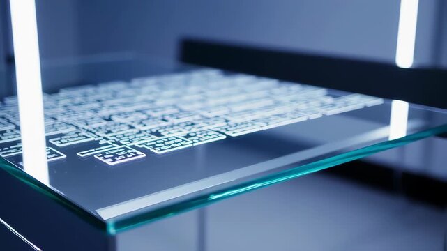 Abstract digital display on glass table