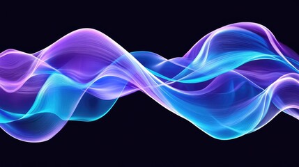 Abstract Flowing Lines of Light; Vibrant Purple and Blue Wave Patterns