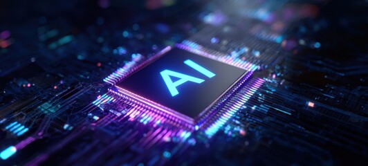 The Microchip Illuminating Artificial Intelligence in a Futuristic Circuit Board