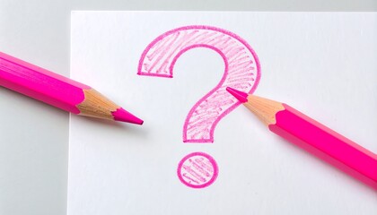 Pink question mark with pencils