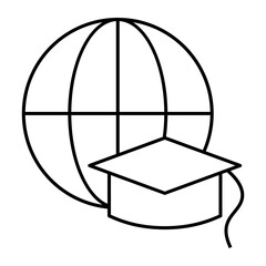 Globe with a cap, illustrating global education without borders