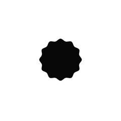 Simple black circular decorative graphic element with scalloped edges.