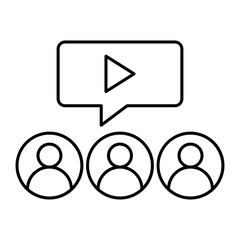 Video with three people, symbolizing group distance learning.