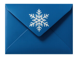Blue envelope with white snowflake motif