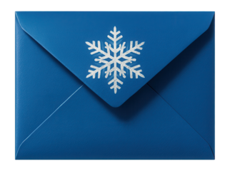 Blue envelope with white snowflake motif