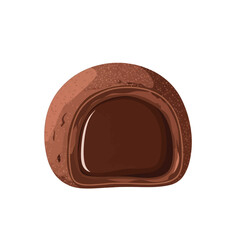 Illustration of a chocolate truffle cut in half, showing the filling.