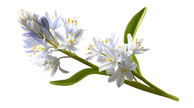 HD realistic alpine spring squill flower isolated on white png