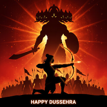 Happy Dussehra and Subh Vijayadashami with ravan dahan 