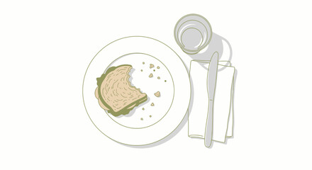 a halfeaten sandwich a simple meal, a moment of pause, isolated on transparent background