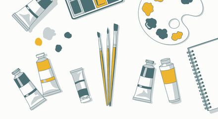 artists studio a flatlay of creativity and inspiration, isolated on transparent background