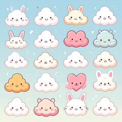 Cute cloud animals pattern
