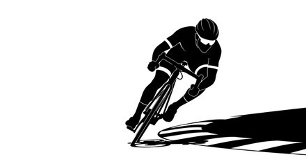 Obraz premium cyclist in motion a black and white silhouette of speed and power, isolated on transparent background