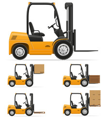 forklift lift truck for loading cargo cartoon stock vector illustration isolated on white background